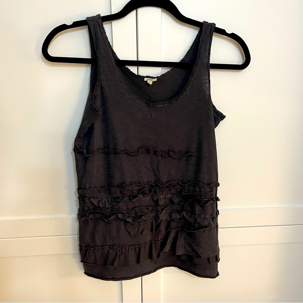 J.Crew Brûlée Ruffled Charcoal Grey Tank Top
